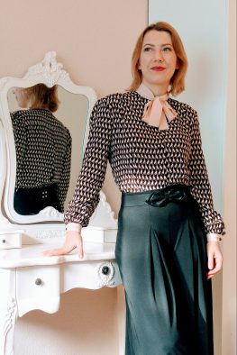 40er-Bluse Katzenmuster